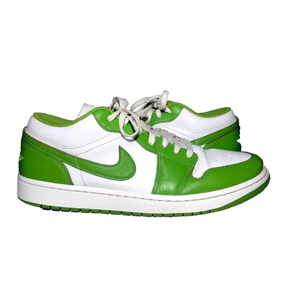 Nike Air Jordan 1 Low SE Chlorophyll Sneakers  Green White Leather Men's Size 13